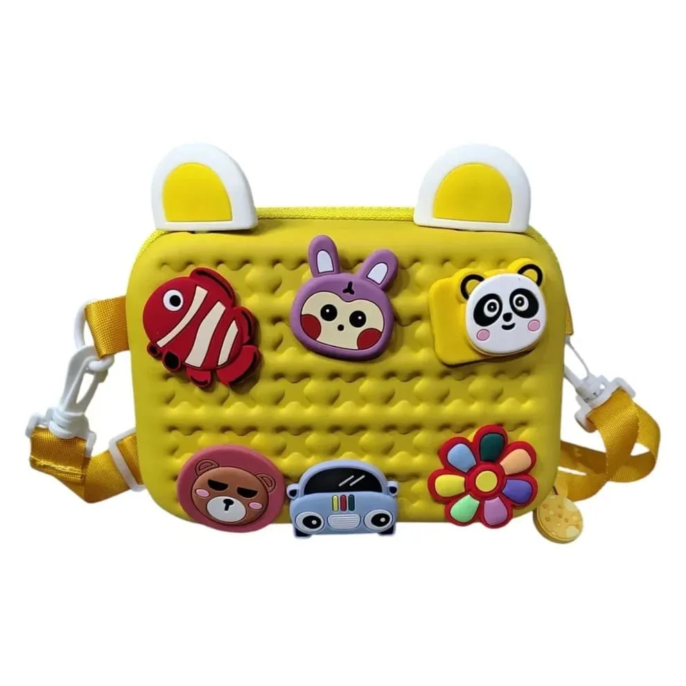 PlayPouch Sling Bag, Lightweight Bags For Kids, Spacious Bags with Multiple Pocket, Bags High Quality Zip-Yellow