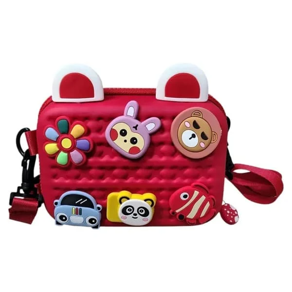 Kids-Friendly Sling Recta Bags, Lightweight Bags For Kids, Spacious Bags with Multiple Pocket, Bags High Quality Zip-Red