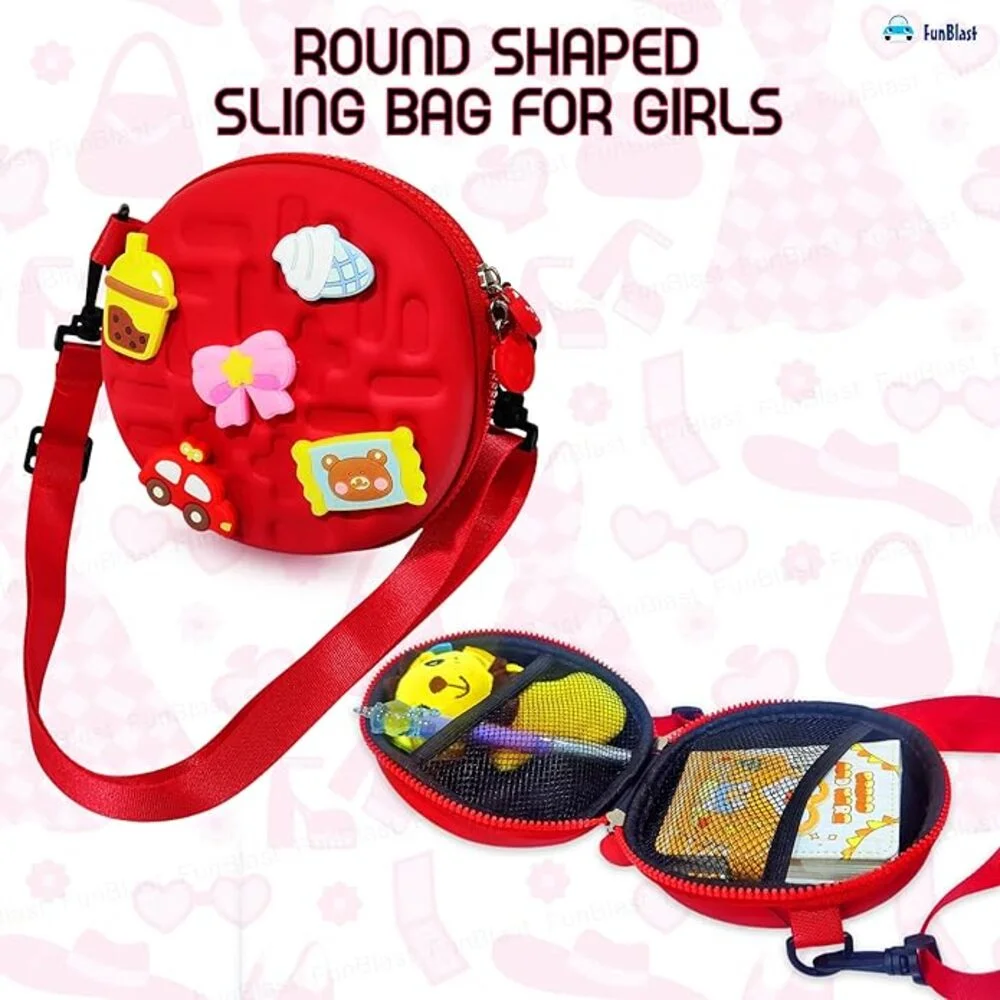 Stylish Sling Bag for Girls - Round Shaped Sling Bag for Girls, Korean Bag, Purse for Girls, Fancy Bag for Girls, Stylish Cross Body Bag with Adjustable Strap - Pink