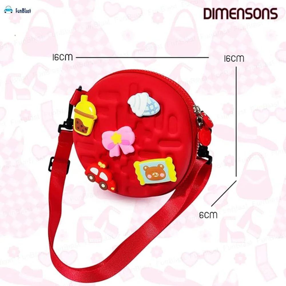 Stylish Sling Bag for Girls - Round Shaped Sling Bag for Girls, Korean Bag, Purse for Girls, Fancy Bag for Girls, Stylish Cross Body Bag with Adjustable Strap - Pink