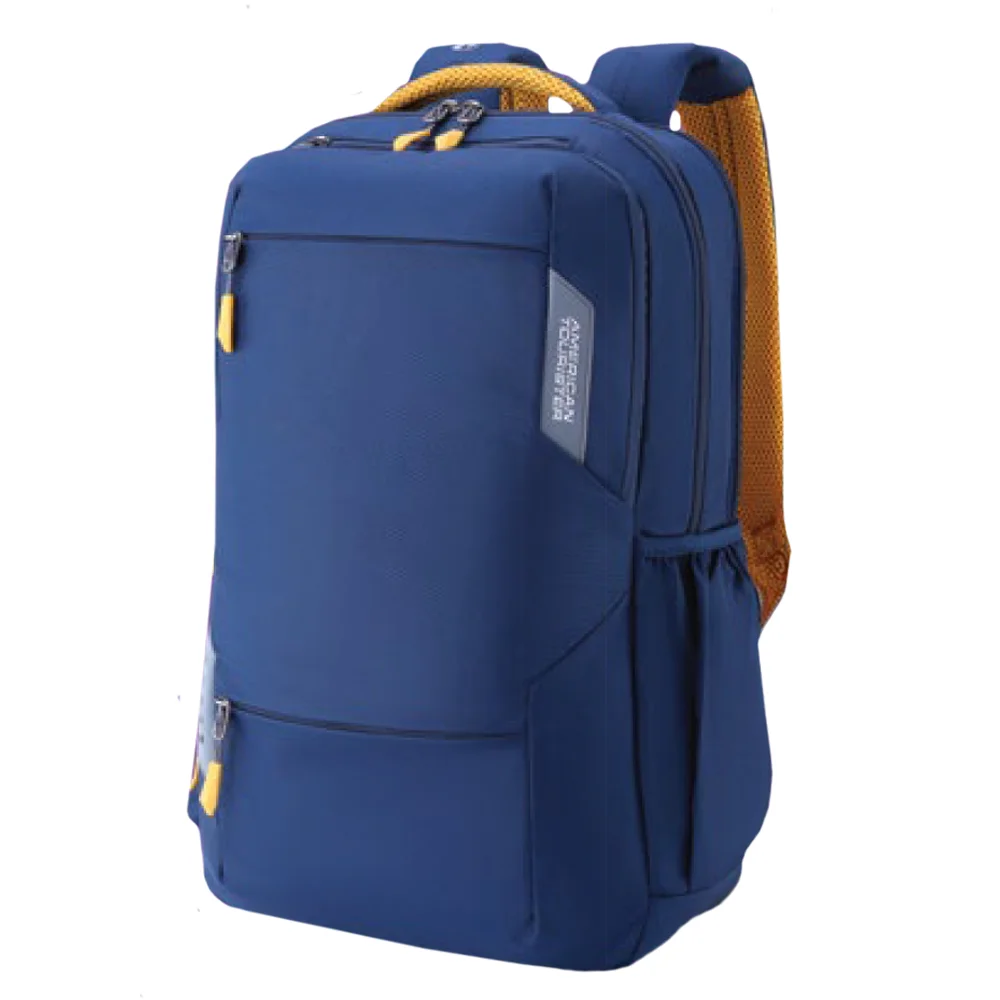 American Tourister Stylish Laptop Backpacks for Kids with 3 Full Compartment & 2 front Compartment, Waterproof, 32.5 Ltrs Bags - Brett 4.0 style02 Blue Ink