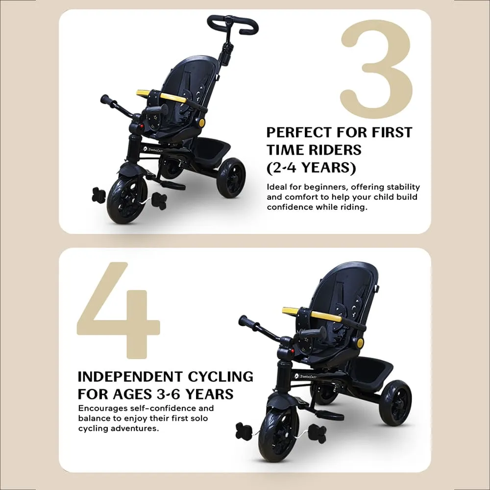 Baby tricycle with push handle