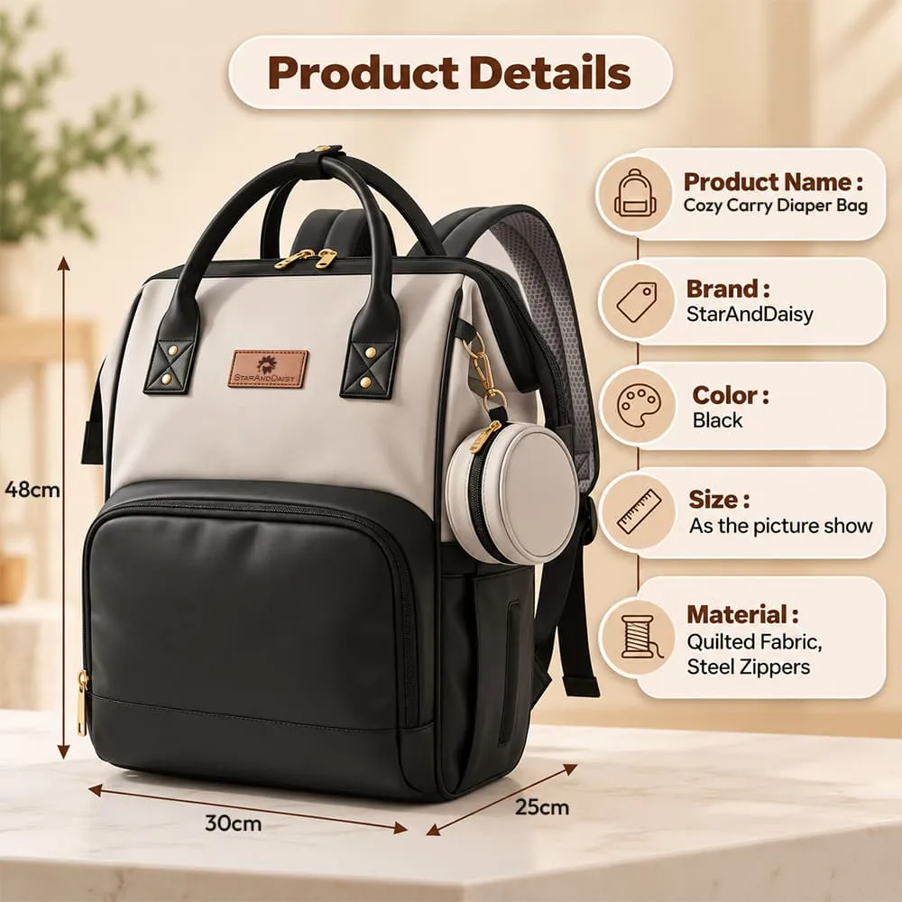 details and dimension of Cozy carry bag grey black