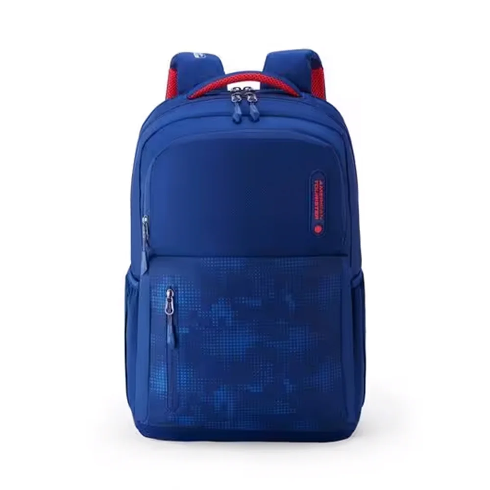 American Tourister Unisex Trendy Backpack for School, 2 Full Compartments & 2 Front, Printed Design Backpack - Hall_style_02 Navy