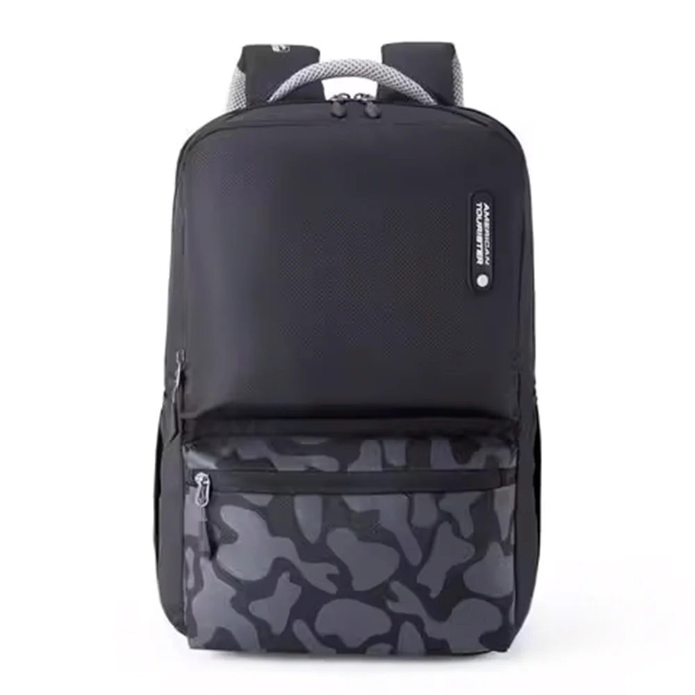 American Tourister Water Resistance School Backpack, 2 Full Compartments & 2 Front, Printed Design Backpack - Hall_style_01 Black