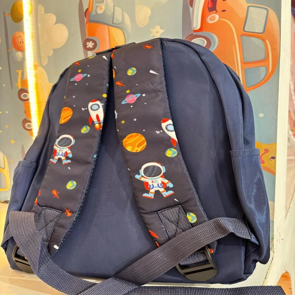 Backpacks with Space and Cartoon Themes – Fun and Playful Designs Featuring Rockets, Astronauts, and Expressive Faces for an Exciting and Stylish School Experience - Dark Blue