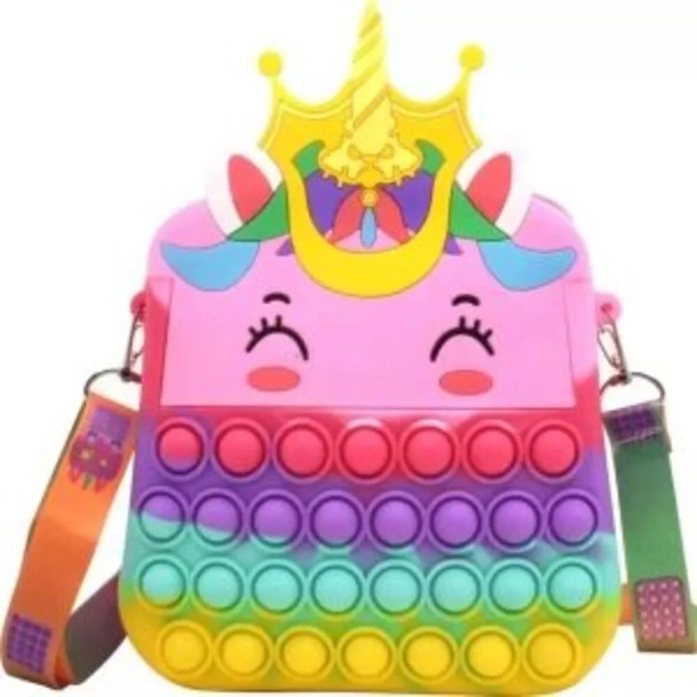 Pop it Bag Sling Bag with Adjustable Zipper Closer Silicone Cross Body Shoulder Travel Pouch for Girls Stress Relief Multicolor - Assorted