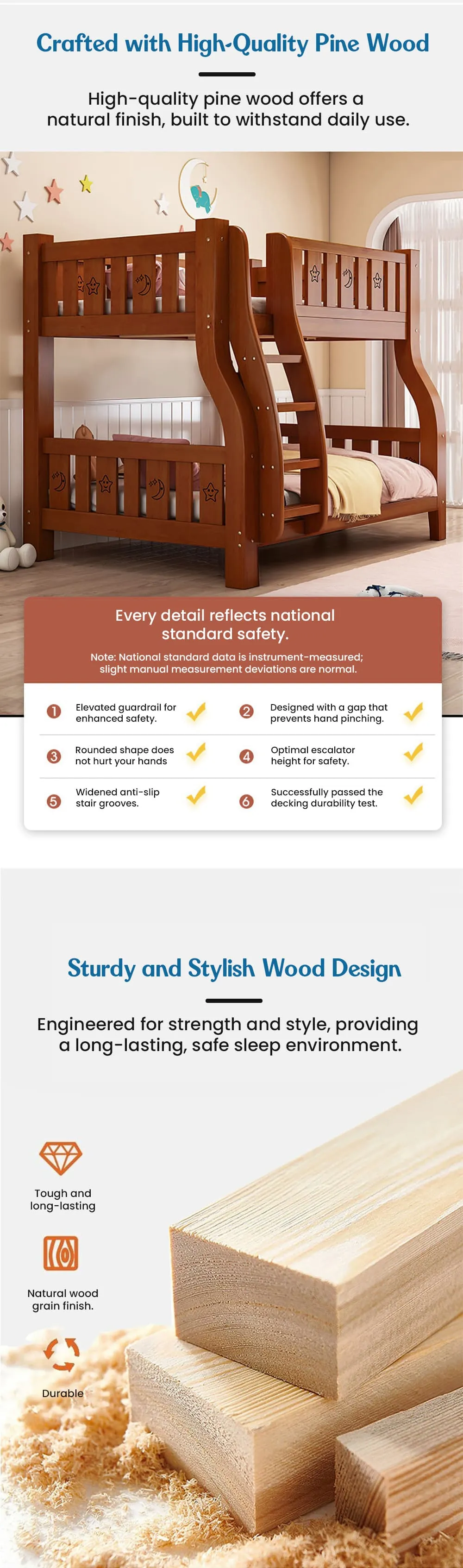 Kids Bunk Bed with Ladder Storage