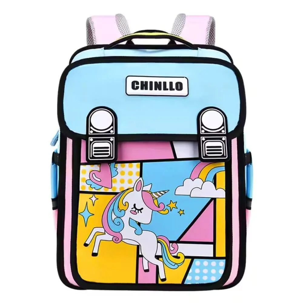 3D Kids Backpack, Space, Animals, Cartoons, Or Fantasy Character, Lightweight Materials, Padded Shoulder Straps And Breathable - Blue & Pink