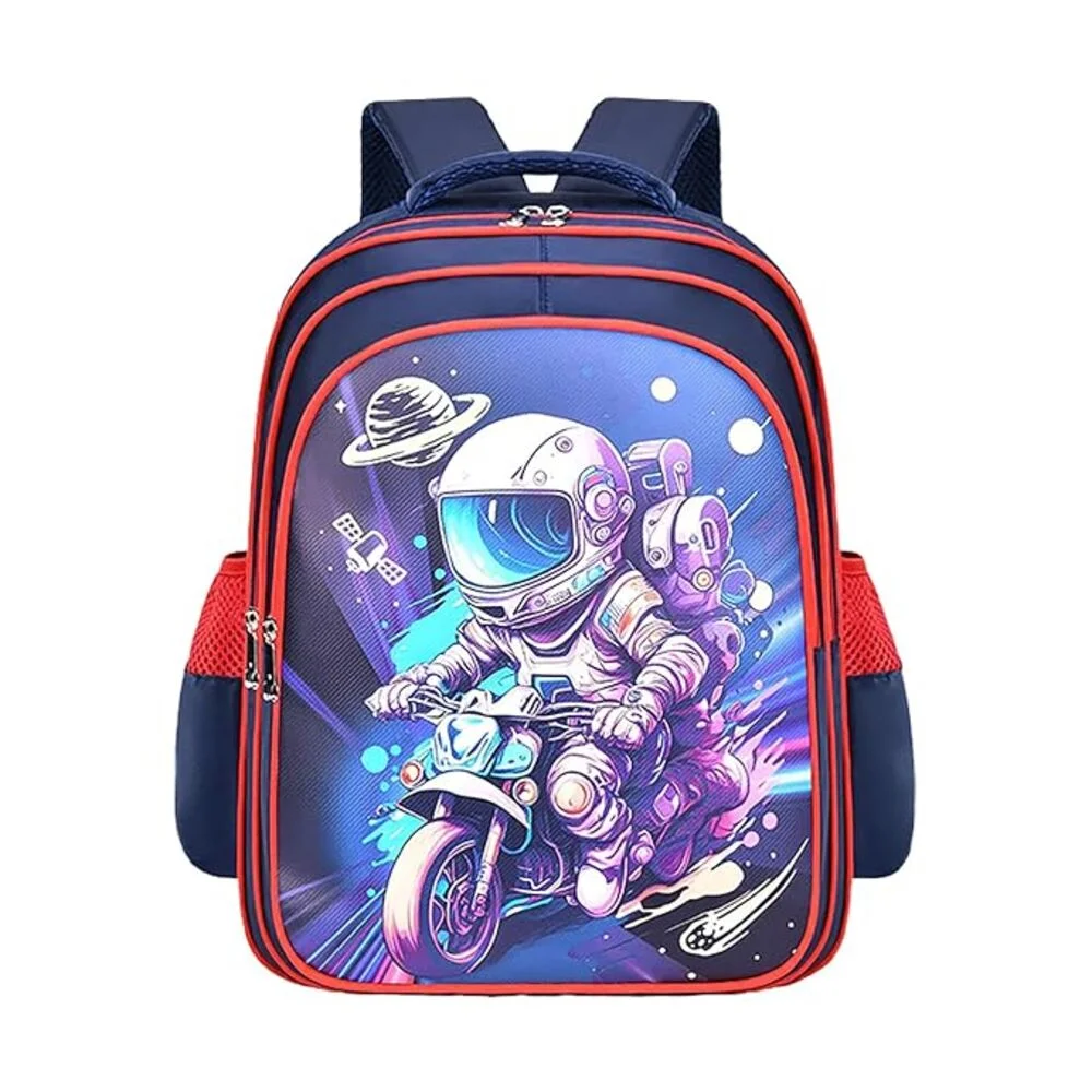 Premium Kids School Bag, Motorcycle Astronaut Design, Lightweight Backpack for Elementary school students-Blue