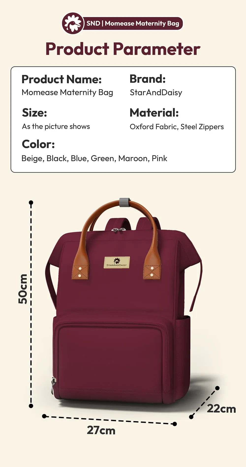 Specification of  Diaper Bags