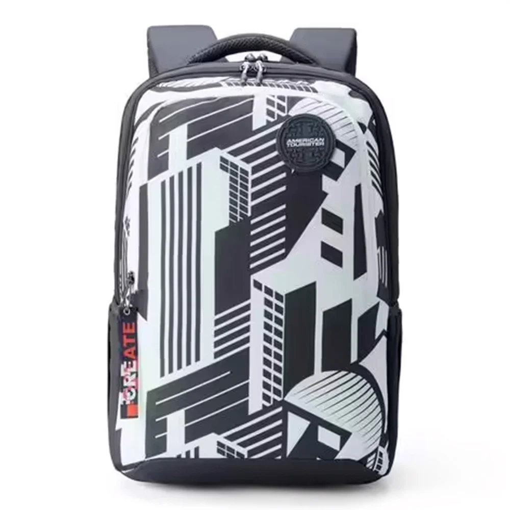 American Tourister Casual School Backpack for Girls, 33 Ltr, 3 Full Compartments, Gucci Polyester, Printed Design Backpack - Sest 4.0 style 01-City Black