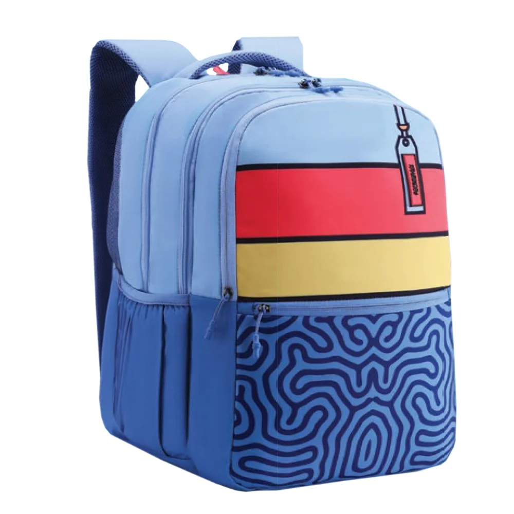 American Tourister Casual Trendy School Bags for Kids with 3 Full Compartments, 35 Ltr Unisex Backpacks - Squad Xxl Style01-Lavender Blue