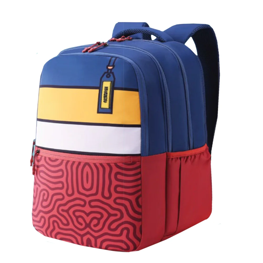 American Tourister Casual Trendy Student School Bags with 3 Full Compartments, 35 Ltr Unisex Backpacks - Squad Xxl style01-Navy Rust