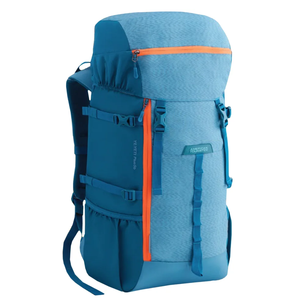 American Tourister 50 L Outdoor Backpack Kids with Large Capacity, Unisex Backpacks for Travel and Camping - Yeti Blue Style 01-LCY Blue
