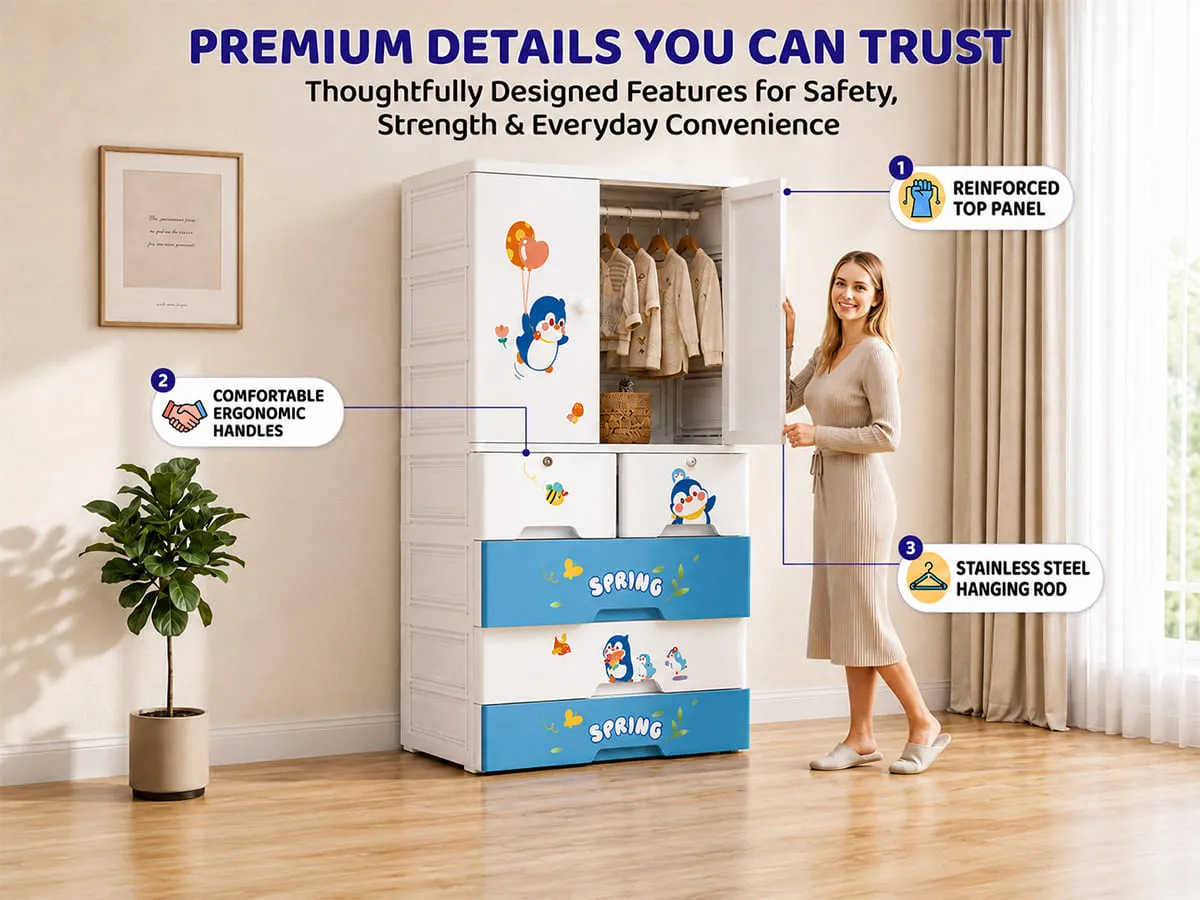 StarAndDaisy Kids Wardrobe for Children with Spacious Storage and Multi-Shelf Organizer