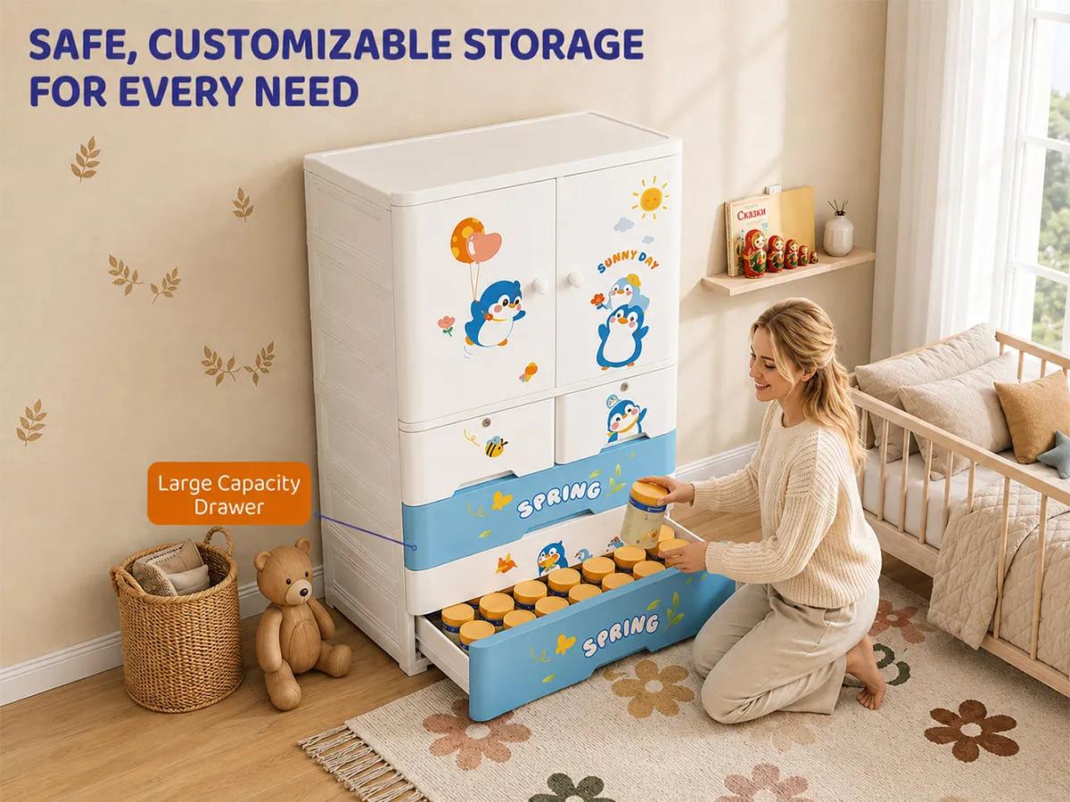 StarAndDaisy Kids Wardrobe for Children with Spacious Storage and Multi-Shelf Organizer