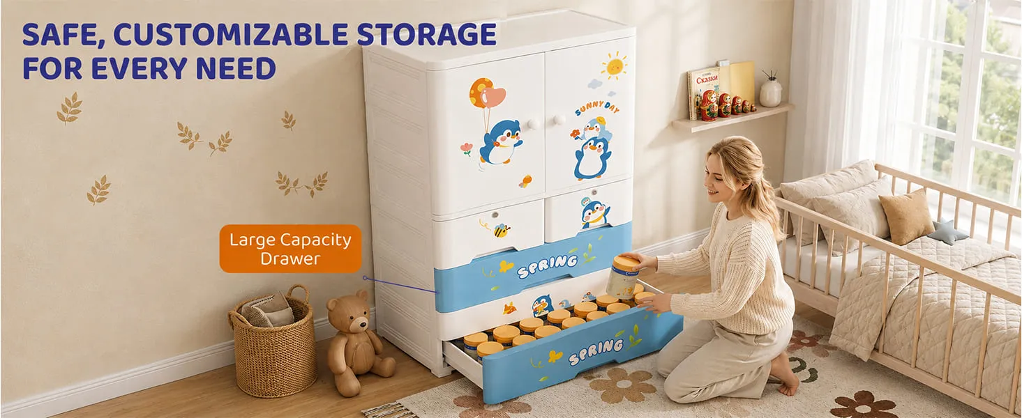 StarAndDaisy Kids Wardrobe for Children with Spacious Storage and Multi-Shelf Organizer