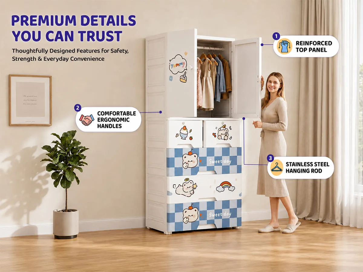 StarAndDaisy Kids Wardrobe for Children with Spacious Storage and Multi-Shelf Organizer
