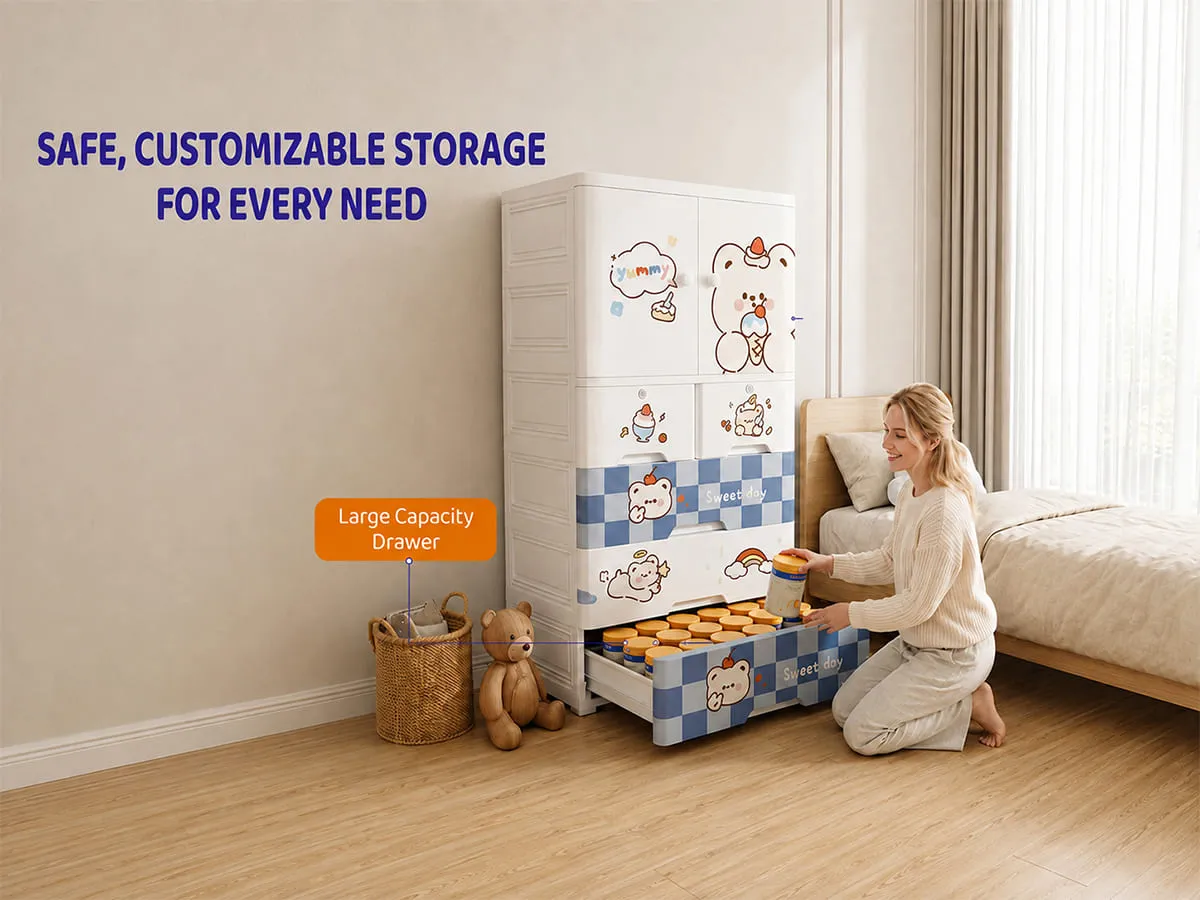StarAndDaisy Kids Wardrobe for Children with Spacious Storage and Multi-Shelf Organizer