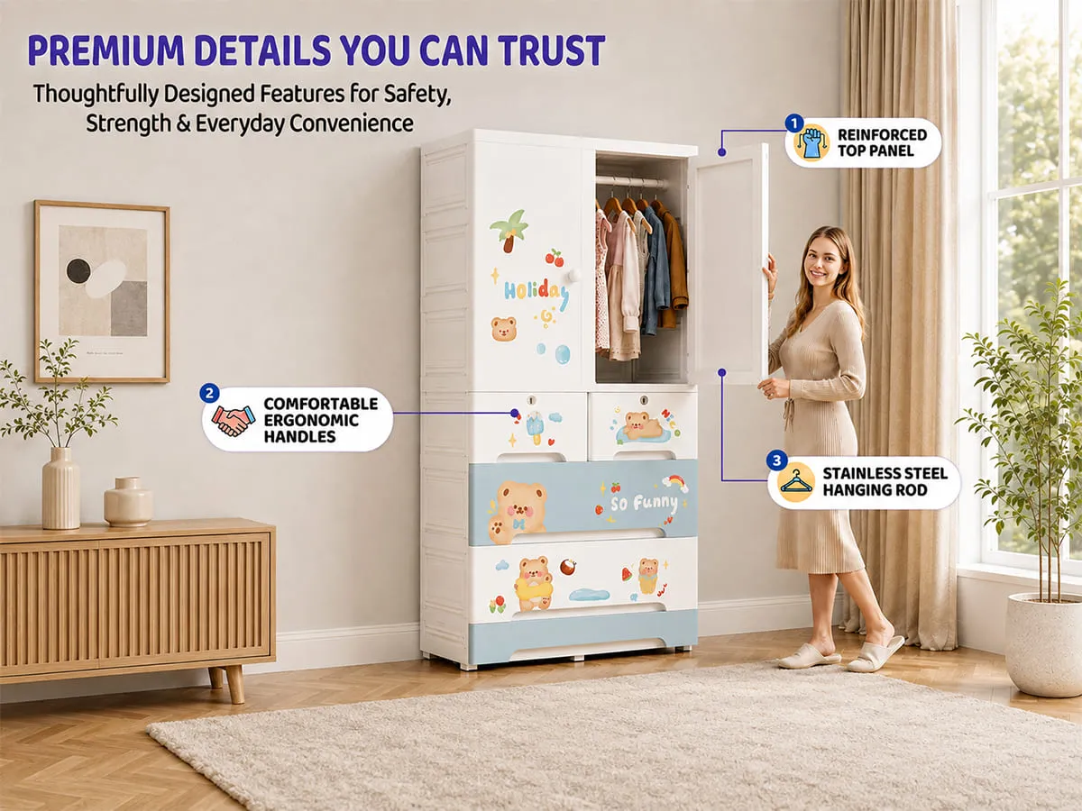 StarAndDaisy Kids Wardrobe for Children with Spacious Storage and Multi-Shelf StarAndDaisy Kids Wardrobe for Children with Spacious Storage and Multi-Shelf Organizer