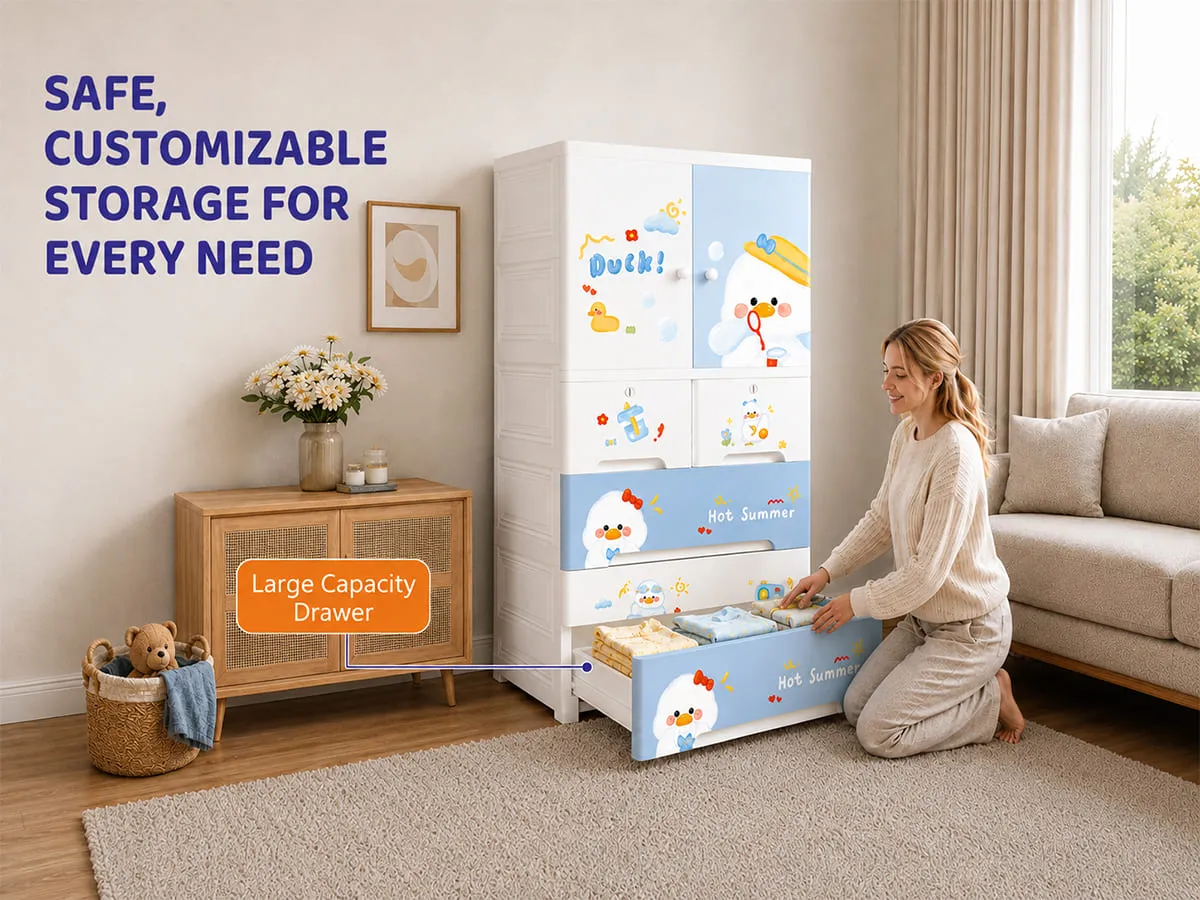 StarAndDaisy Kids Wardrobe for Children with Spacious Storage and Multi-Shelf Organizer