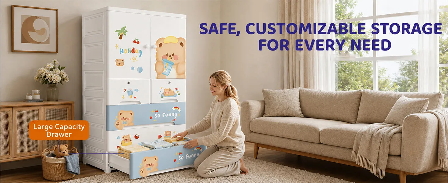 StarAndDaisy Kids Wardrobe for Children with Spacious Storage and Multi-Shelf Organizer