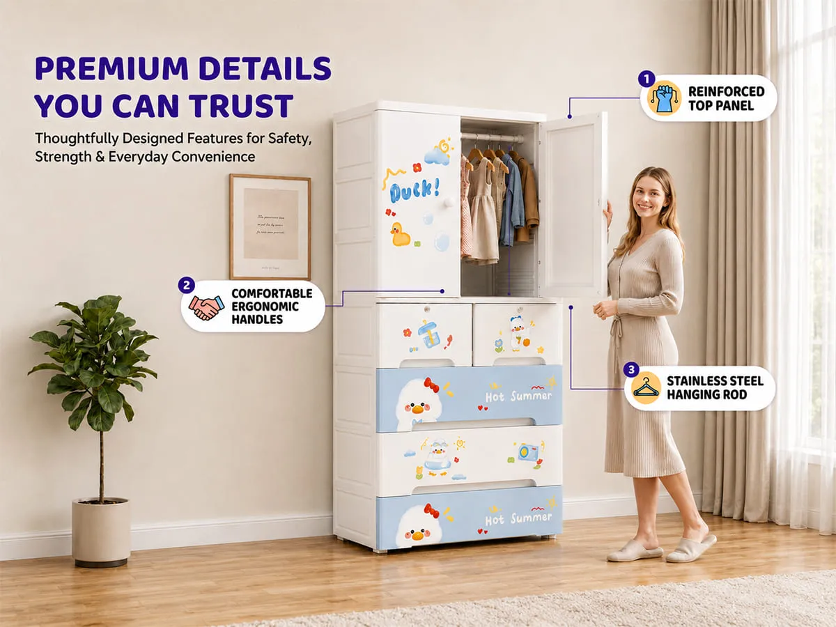 StarAndDaisy Kids Wardrobe for Children with Spacious Storage and Multi-Shelf Organizer