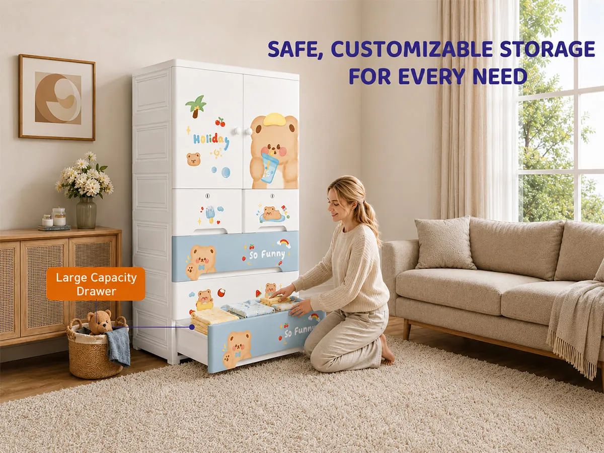 StarAndDaisy Kids Wardrobe for Children with Spacious Storage and Multi-Shelf Organizer