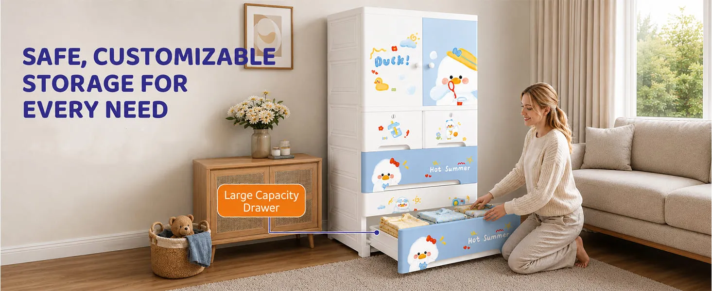 StarAndDaisy Kids Wardrobe for Children with Spacious Storage and Multi-Shelf Organizer