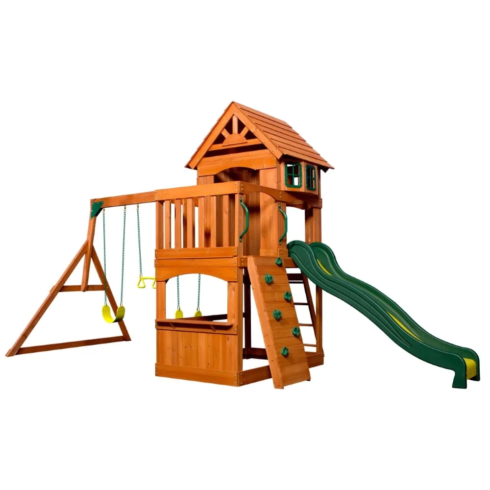 BYD Atlantic Play Tower with Swings, Small Yard Playset for Kids, Backyard Adventure for Children