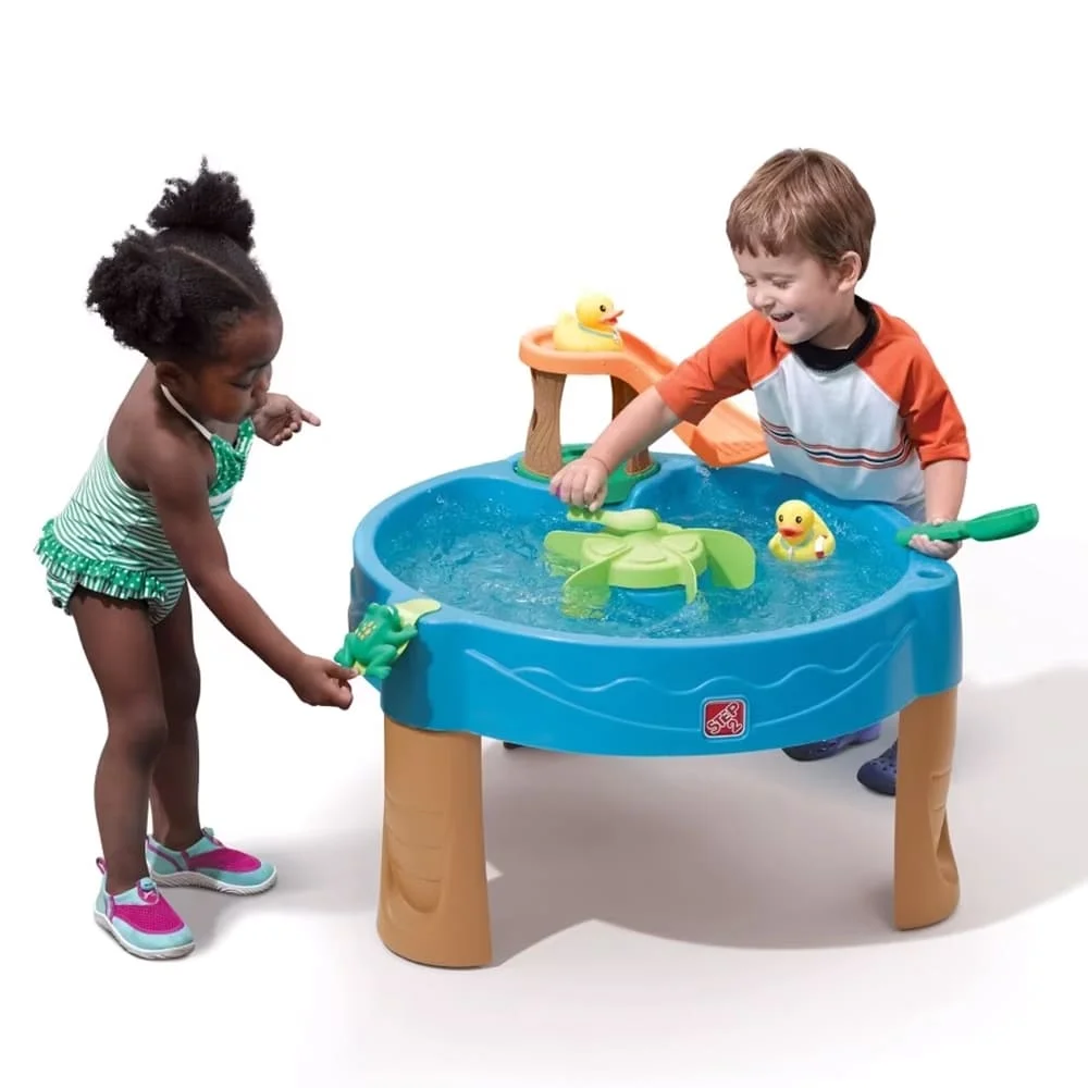 Step2 Duck Pond Water Table, Sand and Water Table for Kids, Spinners & Water Slide for Toddlers and Preschoolers Age1.5 year+