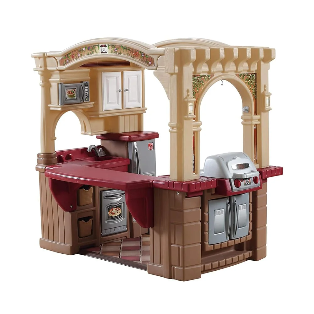 Step2 Grand Walk-In Kitchen, Deluxe Kitchen Playset with Realistic Features & Station for Girls & Boys Play Together for 2 year+ Kids