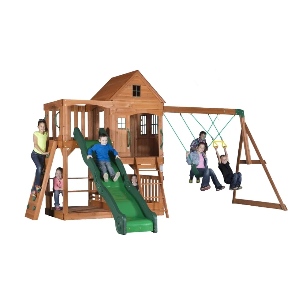 BYD Hill Crest Play Tower with Swings, Children’s Playset, Backyard Adventure for Kids