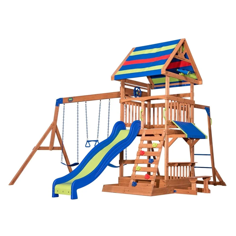 BYD Northbrook Play Tower with Swings, Backyard Adventure for Kids, Compact Swing Set for Toddler