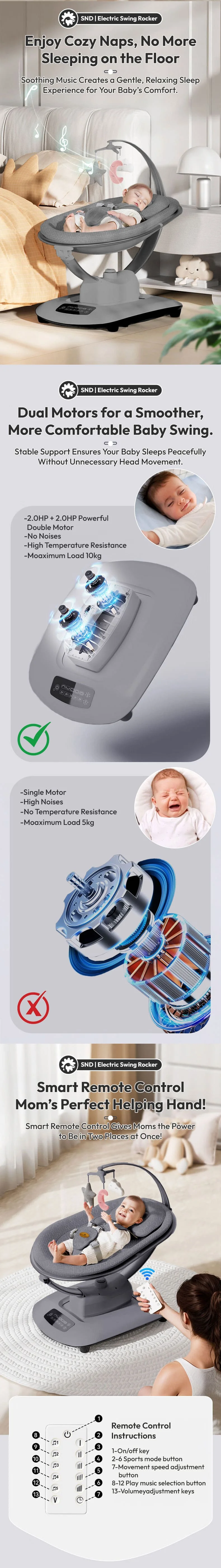 Electric Baby Rocker With Remote Control