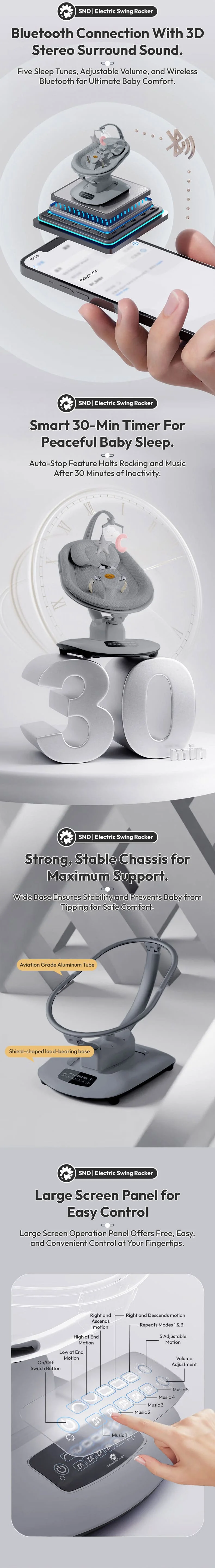 Automatic Baby Rocker With Soothing Vibration