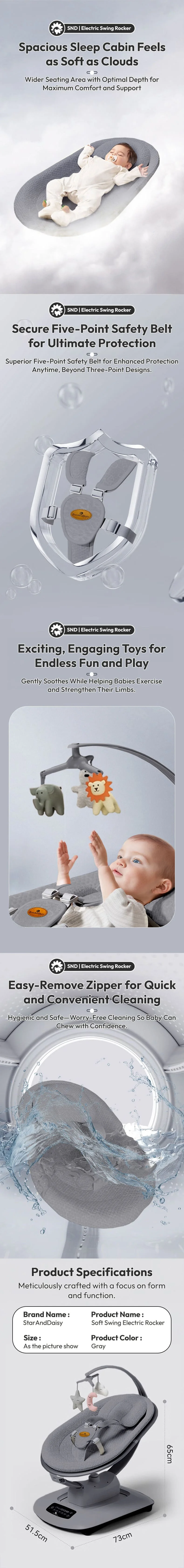 Baby Rocker With Gentle Swing Motion