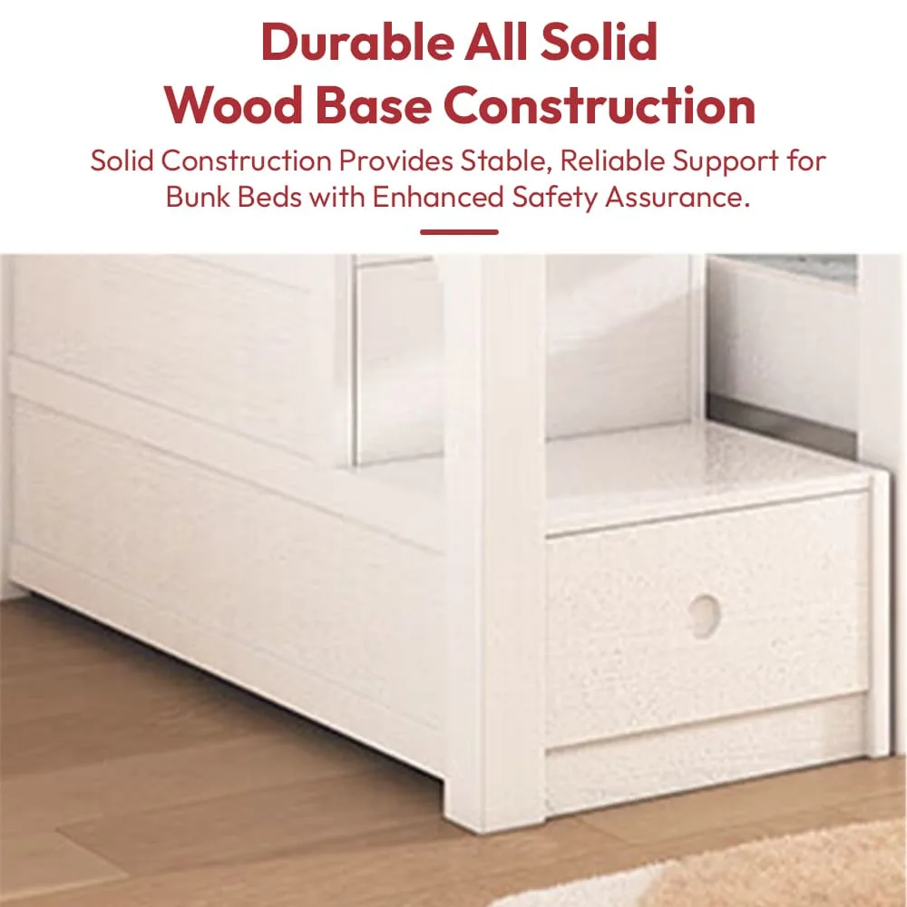 StarAndDaisy Premium Kids Bunk Bed with Ladder Storage, Double Decker Kids Bed with Bed Guardrail - T1 Pink