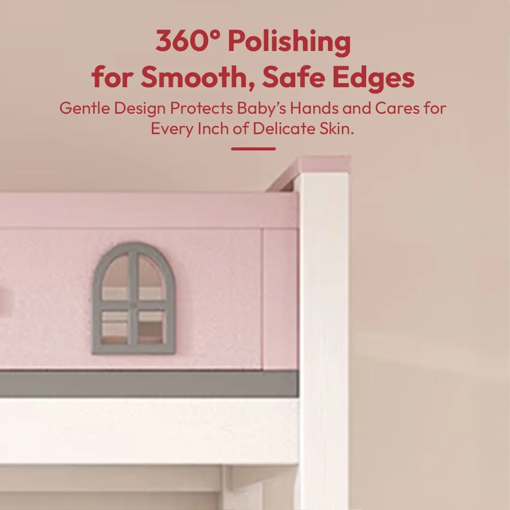 StarAndDaisy Premium Kids Bunk Bed with Ladder Storage, Double Decker Kids Bed with Bed Guardrail - T1 Pink