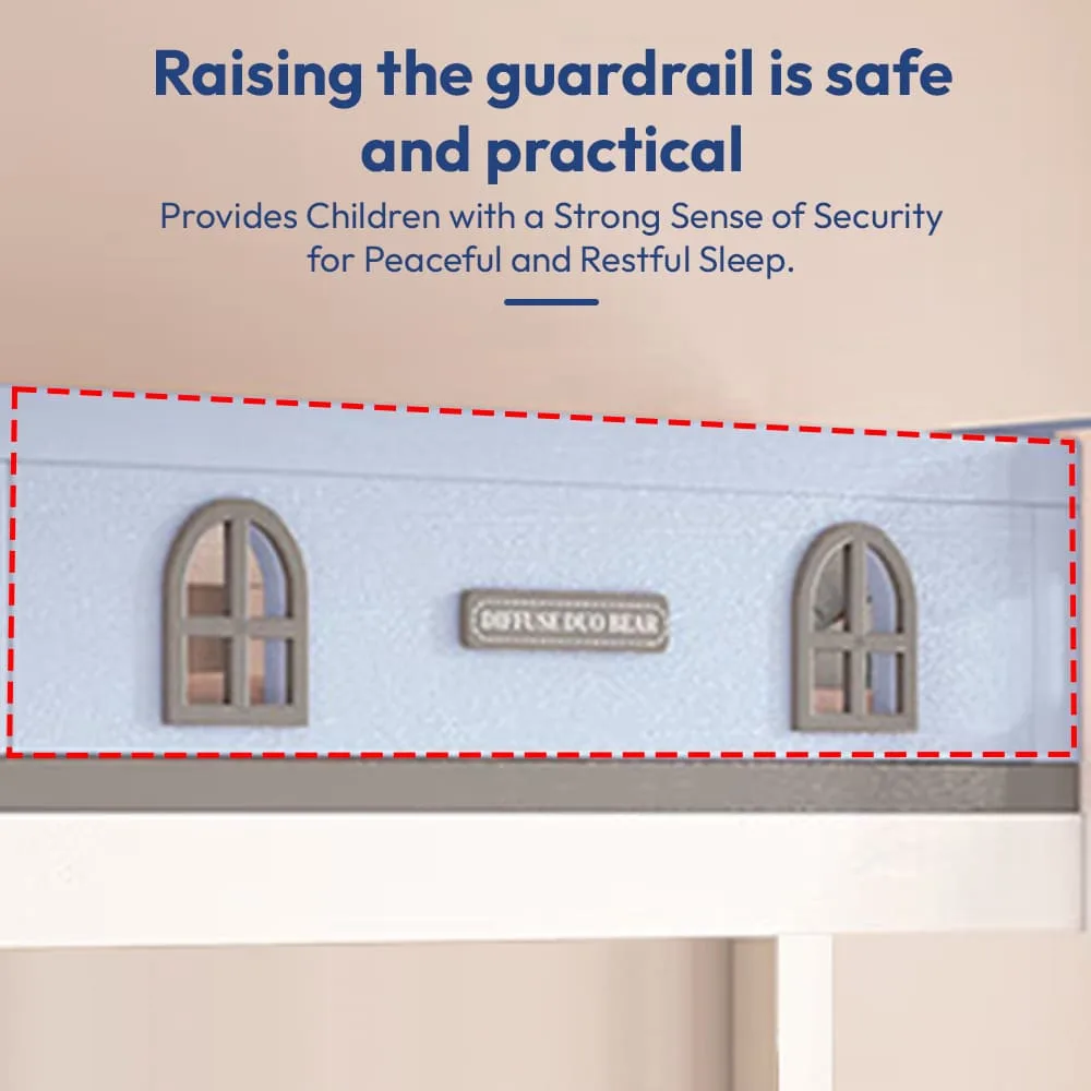 StarAndDaisy Stylish Kids Bunk Bed with Ladder Storage, Double Decker Kids Bed with Bed Guardrail - T2 Blue