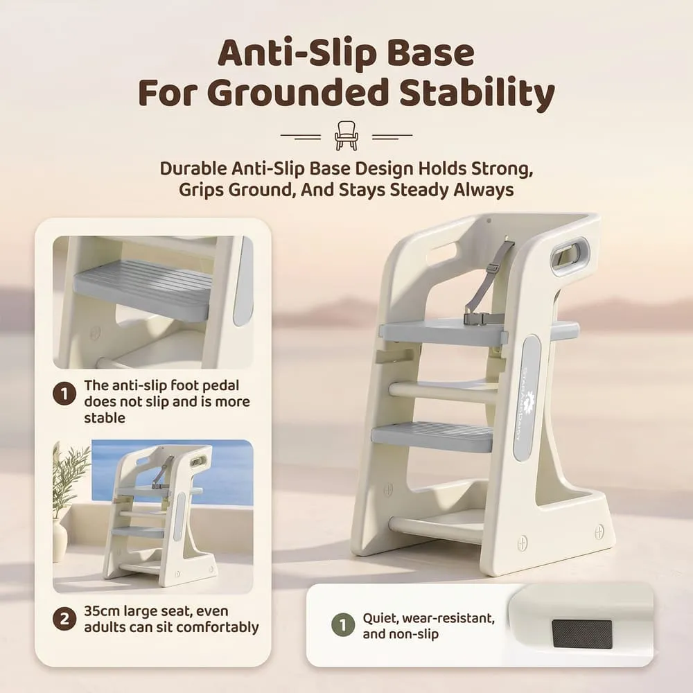 anti slip based Grownest Adjustable Dining chair Grey