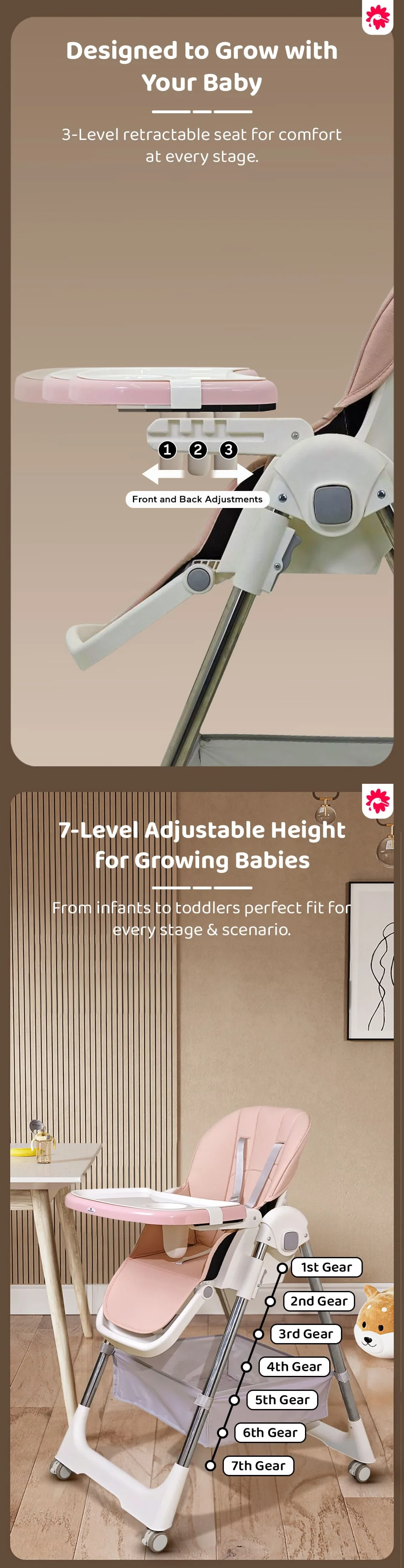 Baby High Chair with Deatchable Food Tray