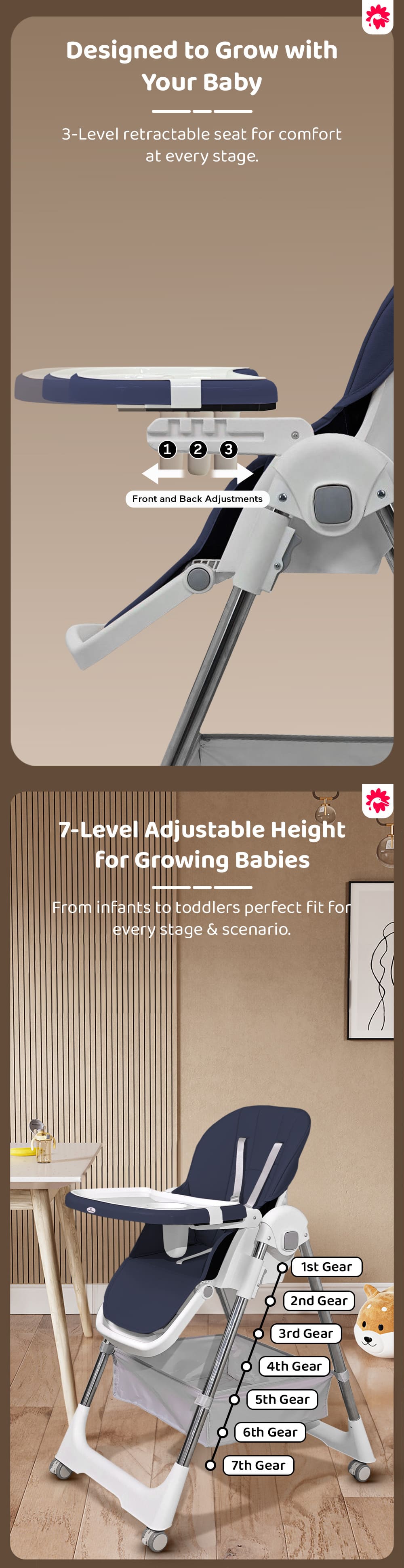 Baby High Chair with Deatchable Food Tray