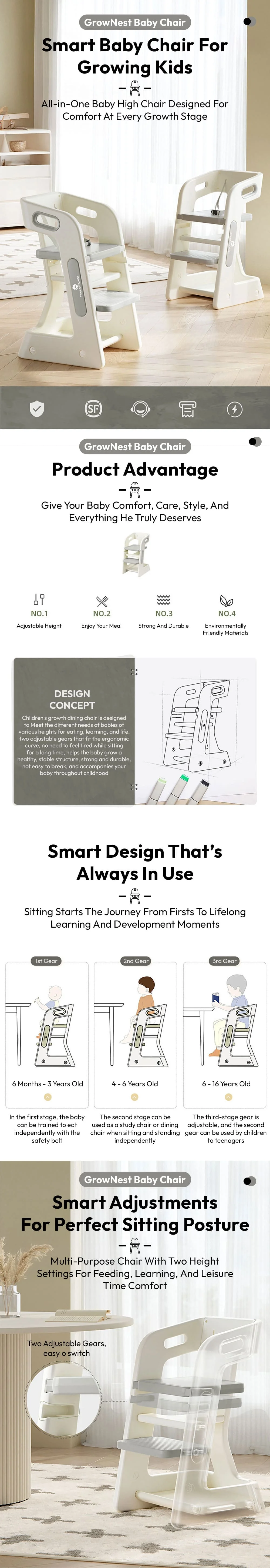 Adjustable Baby High Chair