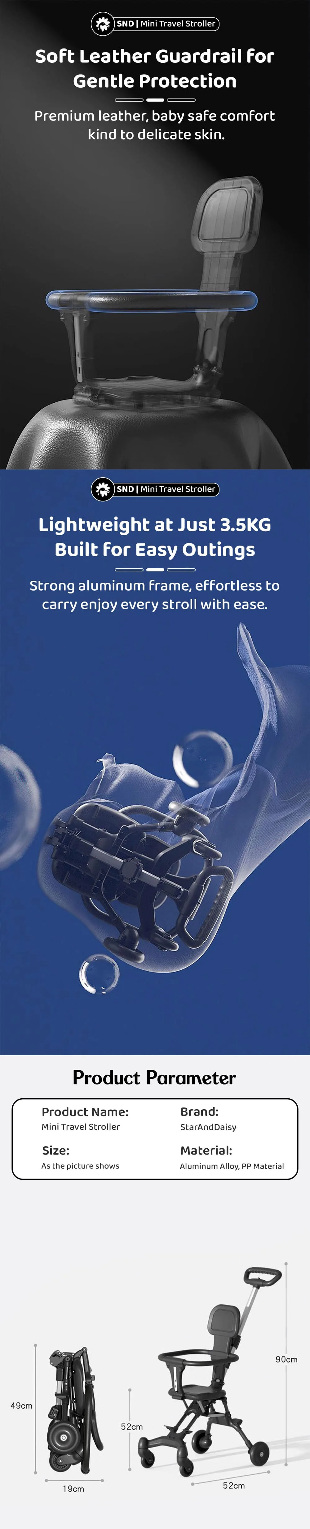 One-Hand Fold Baby Stroller