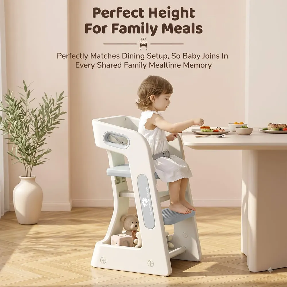 perfect height Grownest Adjustable Dining chair Grey
