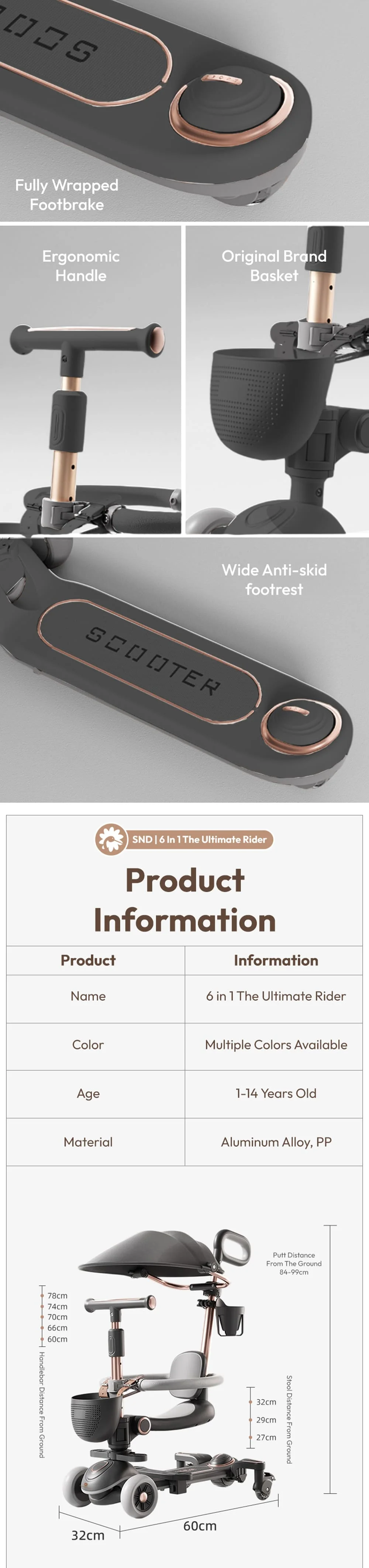 Specification of Push scooter for toddlers