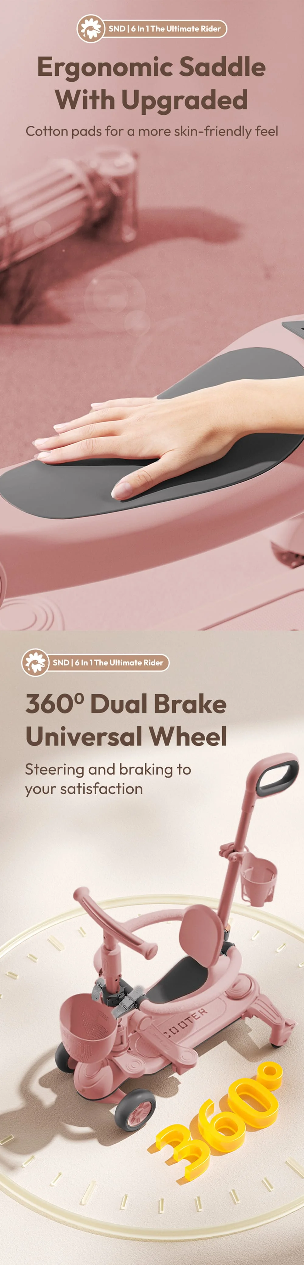 Kids Scooter with Seat and Push Bar