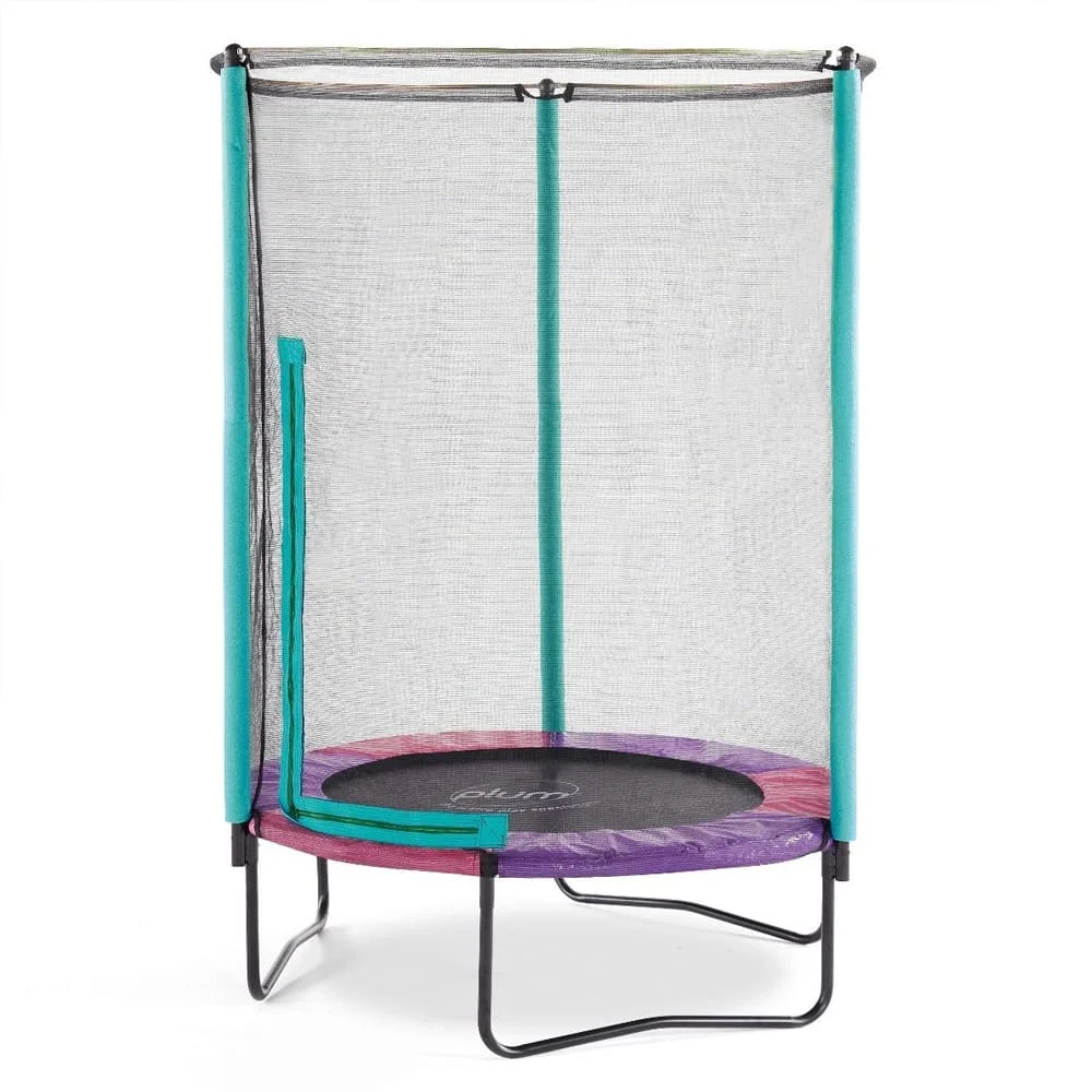 Plum® 4.5ft Junior Trampoline and Enclosure, Best Indoor Trampoline for Kids with Durable Jumping Mat